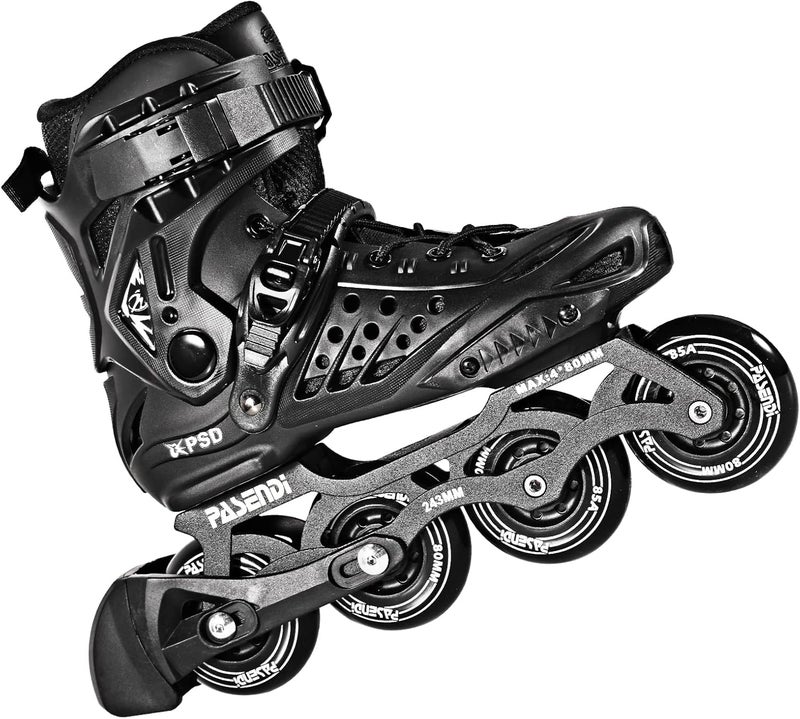 PASENDI Professional 4X80Mm Wheels Inline Skates,Outdoor Fitness Single Row Skates for Adult Women Men,Removable and Washable Split Inner Boots, Black Adult Male. - Image 1